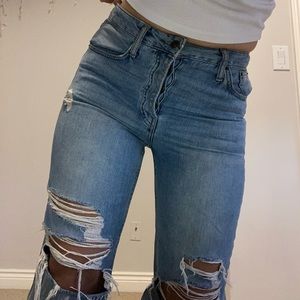 TOPSHOP Hayden Ripped Blue Jeans